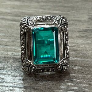 Nicky Butler Large Sterling Silver Caribbean Blue Quartz Frame Ring